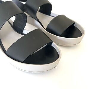 VINCE Marett Sandal Minimalist Platform Shoe Black Gray Leather Size EU 38 US 8